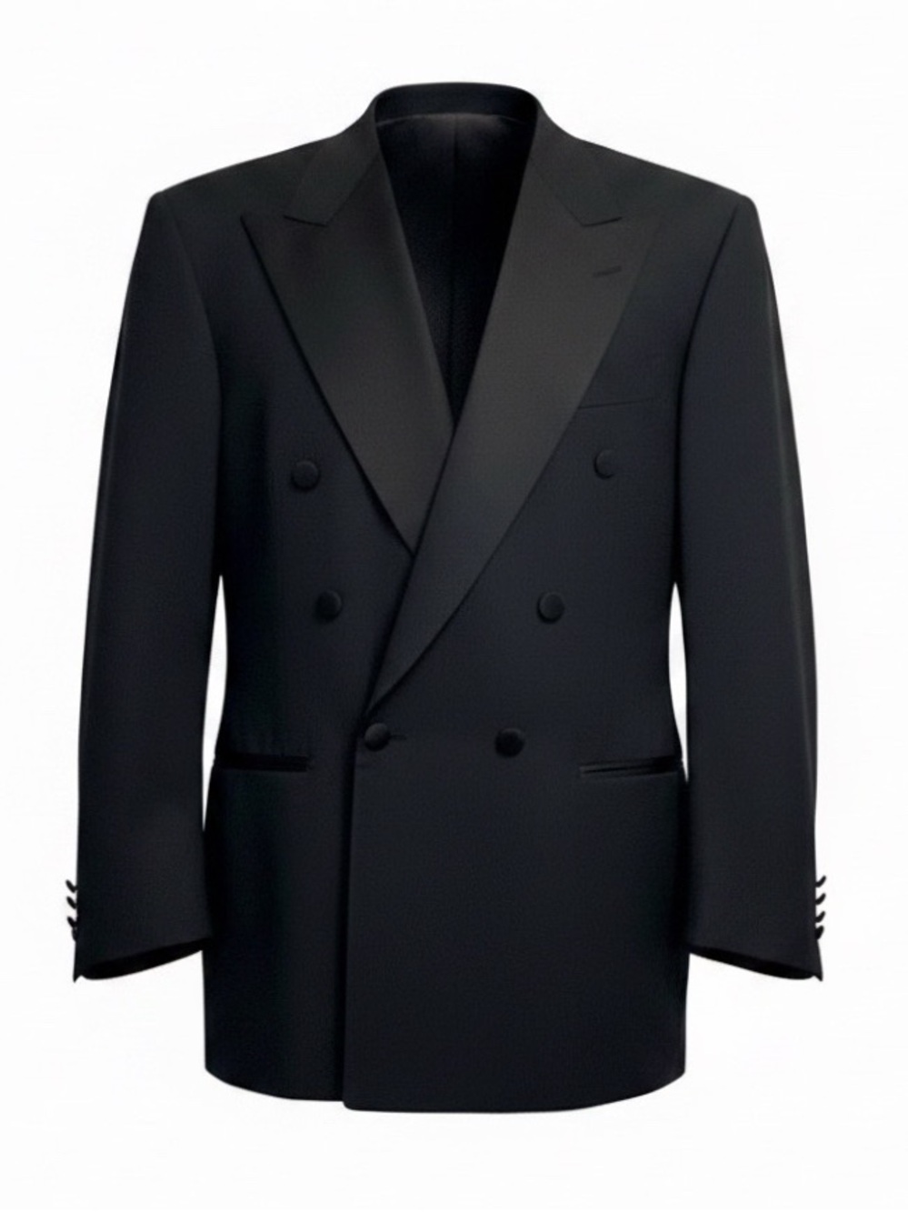HUGO BOSS Men’s Double-Breasted Tuxedo | Black | Super 100 | 100% Wool | 40R